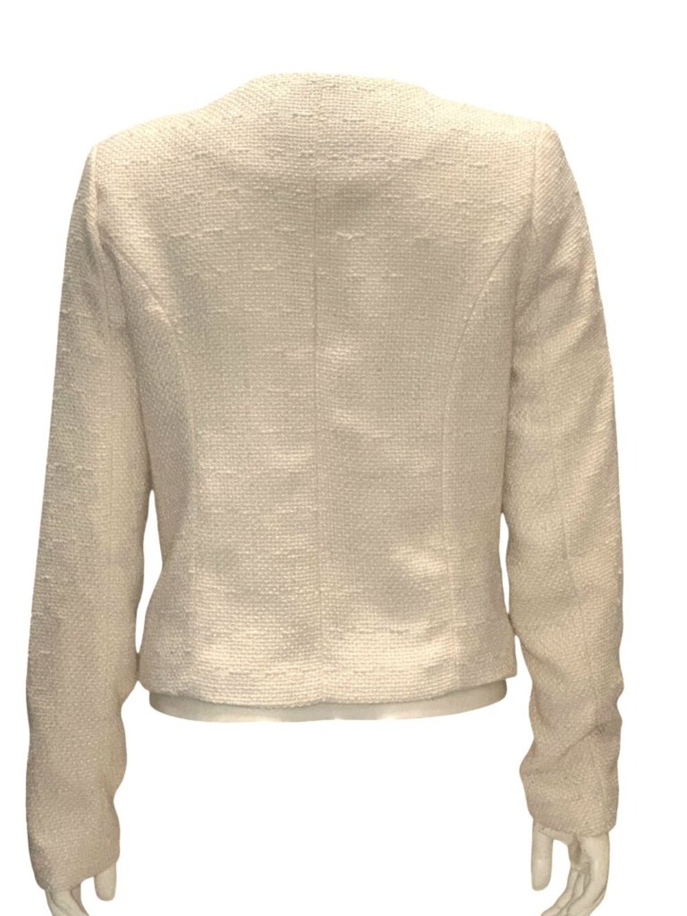 Forever 21 Size S Ivory Studded Moto Jacket Textured Weave Streetwear Vibes Chic - Picture 4 of 14